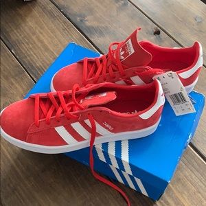 Red Adidas Campus shoes